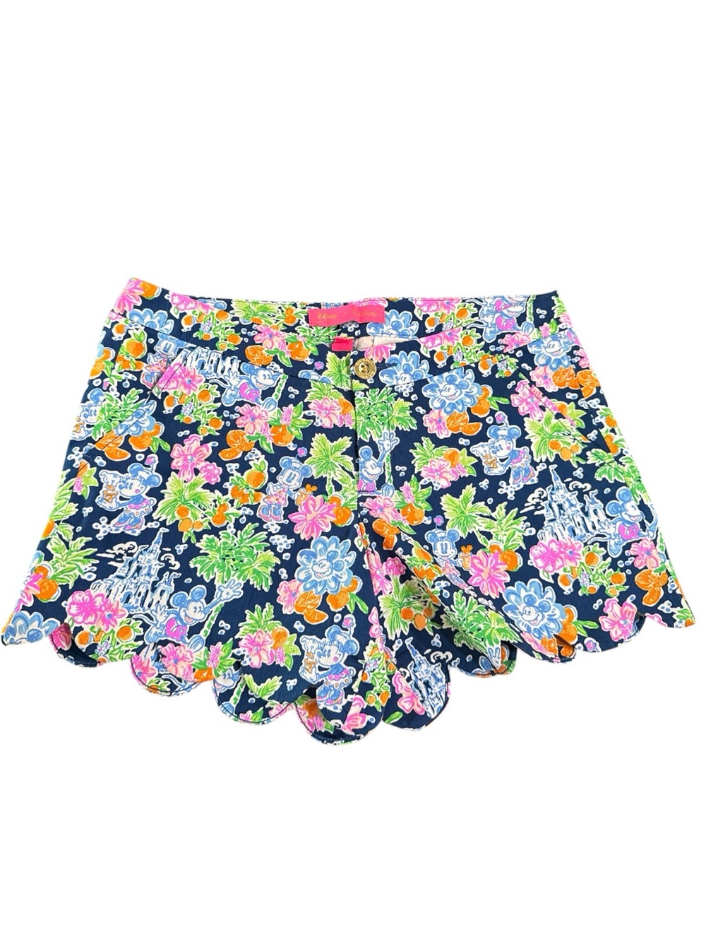 Lilly Pulitzer Loves Disney Buttercup Scallop Shorts Navy NWT Size 4 Runs Large